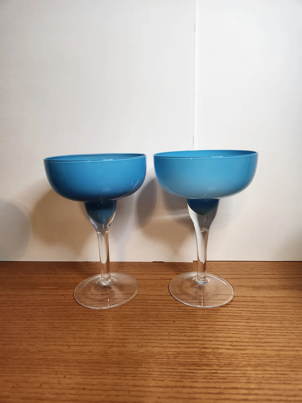 Crate&Barrel Blue and Lime Margarita Glasses